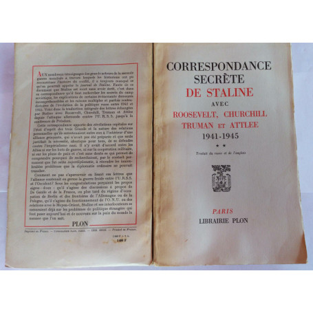 Correspondance secrete de Staline Avec Roosevelt  Churchill Truman et Attlee 1941-1945 volume 2