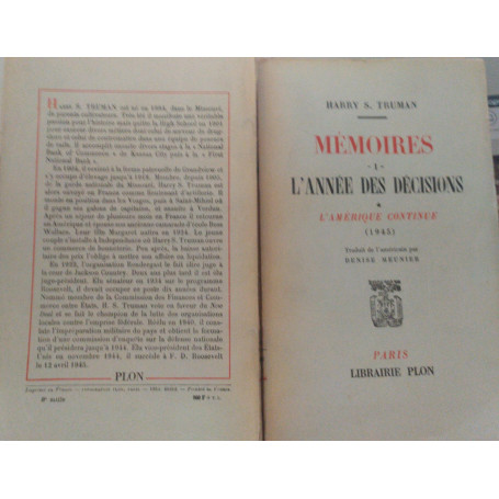 Memoires 1 L'annee des decisions