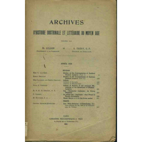 Archives d'histoire litteraire et doctrinale du moyen-age. 5