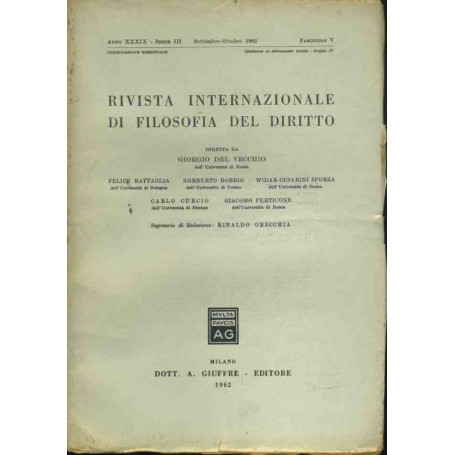 Rivista internazionale di filosofia del diritto. Settembre - ottobre 1962