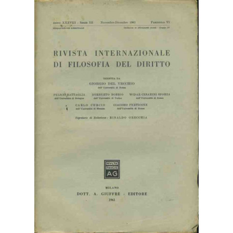 Rivista internazionale di filosofia del diritto. Novembre -Dicembre 1961