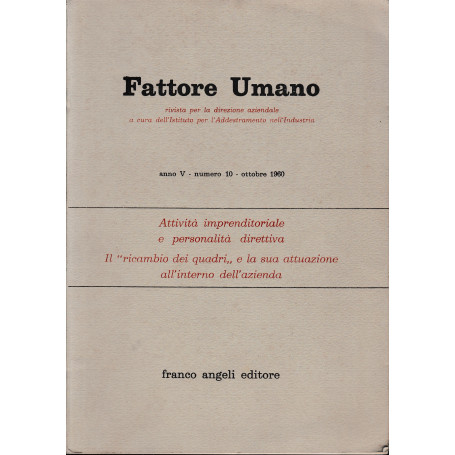 Fattore Umano. Anno V - n. 10 - Ottobre 1960