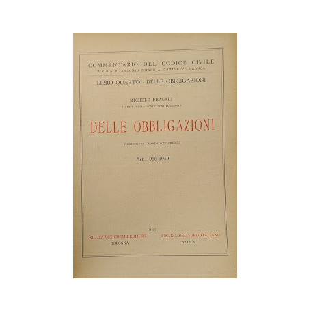 Commentario del Codice Civile  Libro Quarto - Delle Obbligazioni: Delle Obbligazioni (artt. 1939-1959)