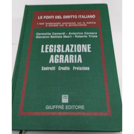 Legislazione agraria. Contratti  credito prelazione