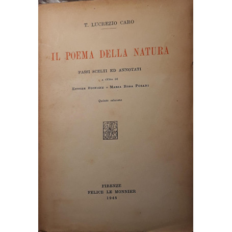 Il poema della natura: passi scelti e annotati