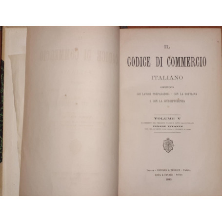 Il Codice di commercio italiano / commentato coi lavori preparatori  con la dottrina e con la giurisprudenza. Volume: v. 5