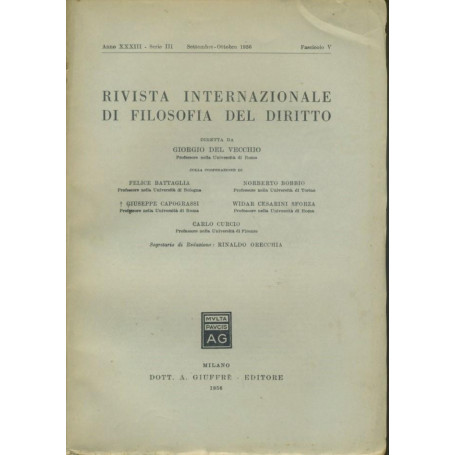 Rivista internazionale di filosofia del diritto. Anno XXXIII. Serie III. Settembre - Ottobre 1956