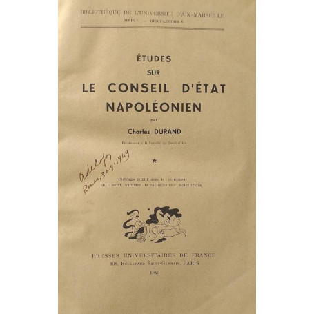 Etudes sur le Conseil d'Etat Napoléonien