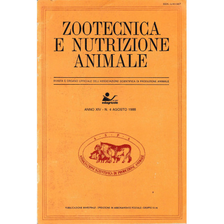 Zootecnica e nutrizione animale  anno XIV - n. 4  Agosto 1988
