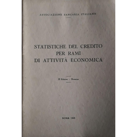 Statistiche del credito per rami di attività economica