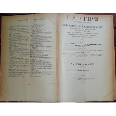 Il Foro Italiano raccolta generale di giurisprudenza civile  commerciale  penale amministrativa. Volume XXIV