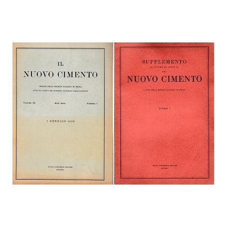 Il nuovo cimento. 12 fascicoli Annata 1952 Vol.IX Serie nona + Supplemento n.1-3