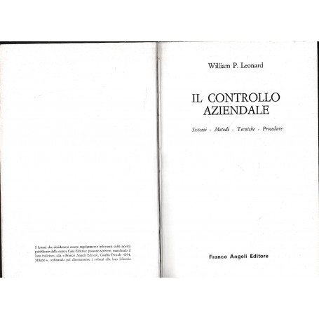 Il controllo aziendale. Sistemi - metodi - Tecniche - Procedure