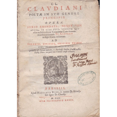 Cl. Claudiani poetae in suo genere principis opera sero emendata (..)