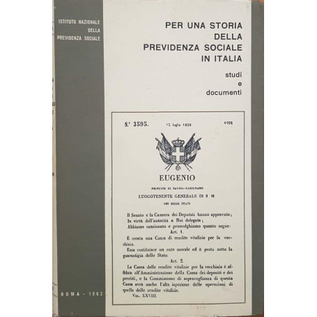 Per una storia della previdenza sociale in Italia. Studi e documenti
