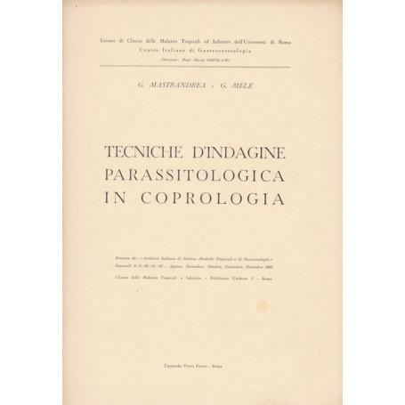 Tecniche d'indagine parassitologica in coprologia