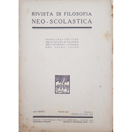 Rivista di filosofia neo-scolastica. Marzo 1946  fascicolo I