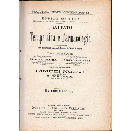 Terapeutica e Farmacologia. Volume secondo