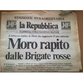 Edizione straordinaria La Repubblica: Moro rapito dalle Brigate rosse