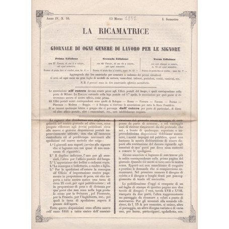 La ricamatrice. Giornale di ogni genere di lavoro (..). 15 Marzo 1851.