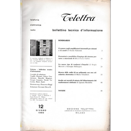 Telettra. Bollettino tecnico d'informazione. N. 12 - Giu. 1960