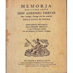 Memoria del signor Abate Don Lorenzo Hervas (ristampa della versione del 1776)