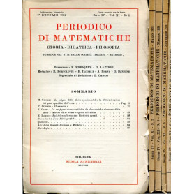 Periodico di matematiche.Storia - didattica - filosofia Serie IV Volume XI 1931Librisaggi