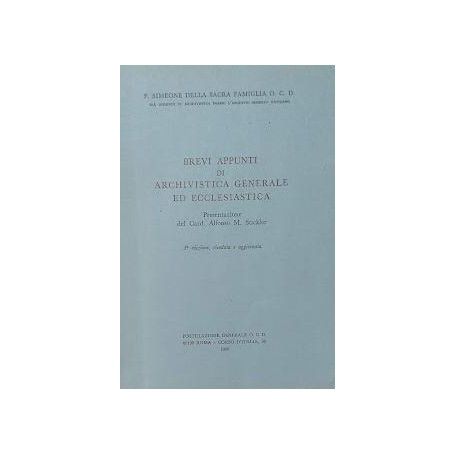 Brevi appunti di Archivistica generale ed ecclesiastica