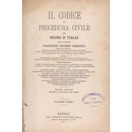 Il Codice di Procedura Civile del Regno d'Italia