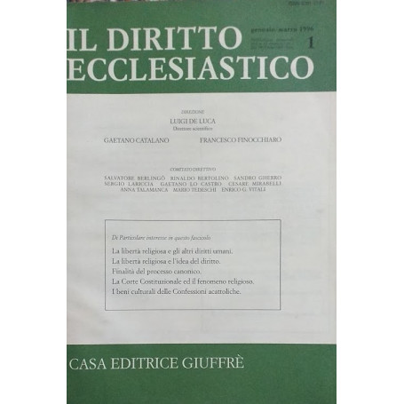 Il Diritto Ecclesiastico. N. 1: gennaio-marzo 1996