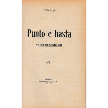Punto e basta - versi romaneschi