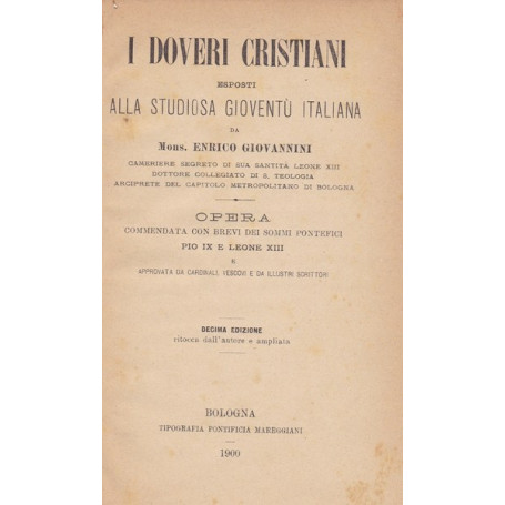 I doveri cristiani esposti alla studiosa gioventù italiana