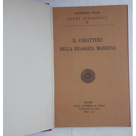 Il carattere della filosofia moderna