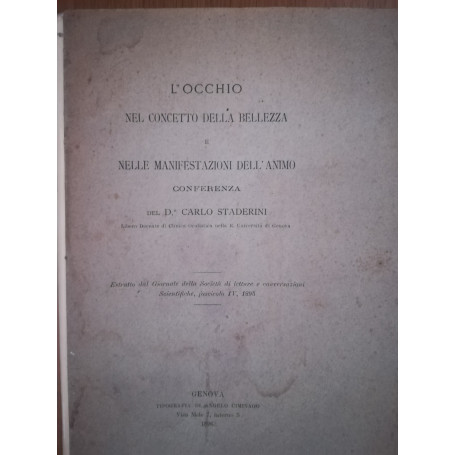 L'occhio nel concetto della bellezza e nelle manifestazioni dell'animo