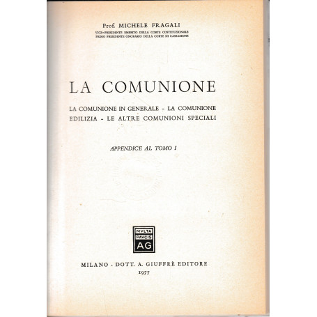 La comunione  appendice al tomo I.