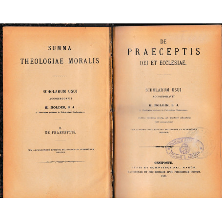 De praeceptis dei et ecclesiae  scholarum usui. De sexto praecepto et de usu matrimonii. Due volumi rilegati in unico.