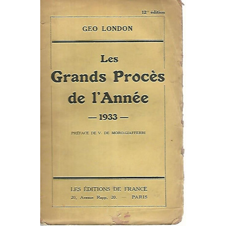 Les grands proces de l'année 1933