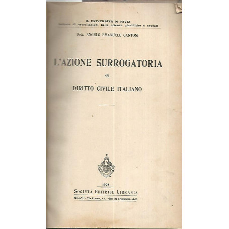 L'azione surrogata nel diritto civile italiano