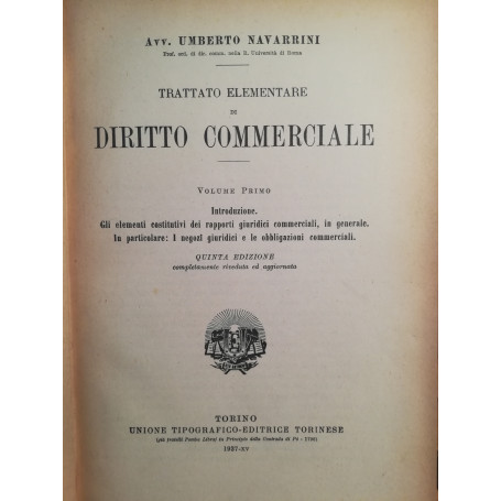 Trattato elementare di diritto commerciale. I. II.