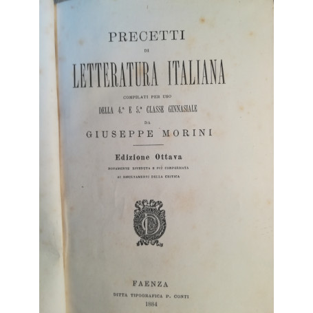 Precetti di letteratura italiana (4a e 5a ginnasiale).