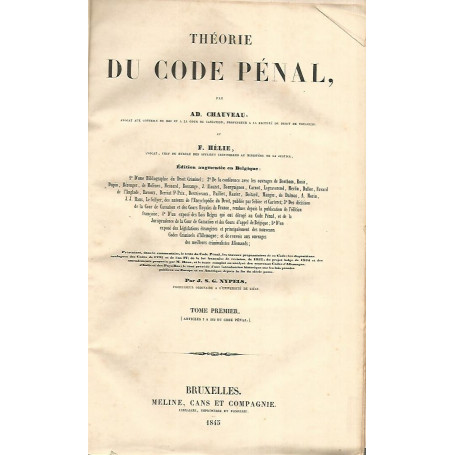 Theorie du code penale. Volume 1