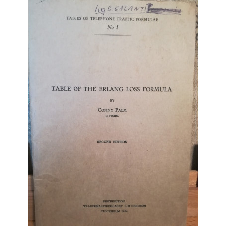 Table of the Erlang loss formula