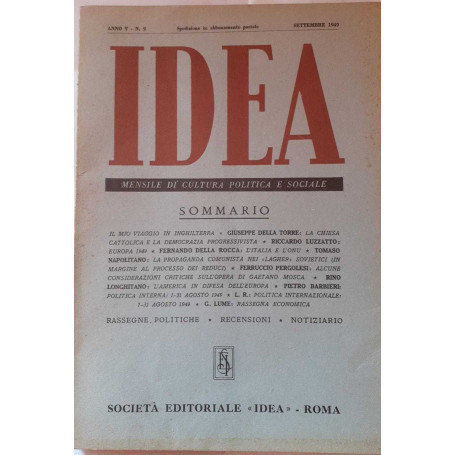 Idea. Mensile di cultura politica e sociale. Anno V. N.9