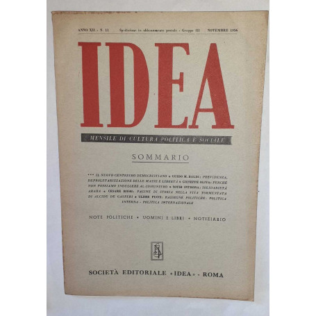Idea. Mensile di cultura politica e sociale. Anno XII -N.11