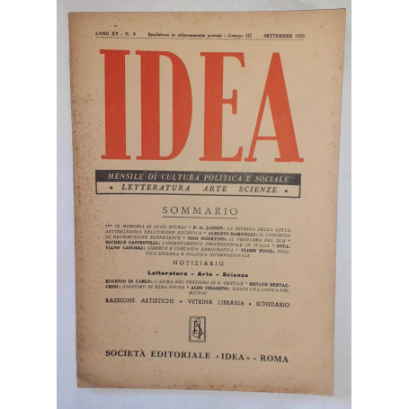Idea. Mensile di cultura politica e sociale. Anno XV -N.9