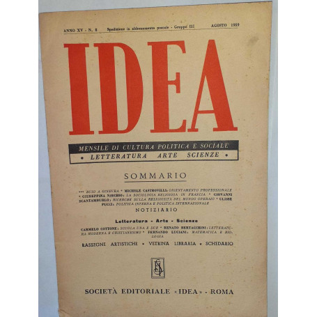 Idea. Mensile di cultura politica e sociale. Anno XV -N.8