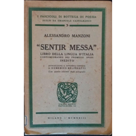 Sentir Messa. Libro della lingua italiana contemporaneo dei Promessi Sposi. Inedito