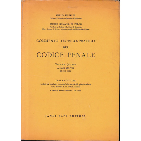 Commento teorico-pratico del Codice Penale  vol. 4  art. 499-734.