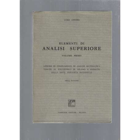 ELEMENTI DI ANALISI SUPERIORE  vol 1