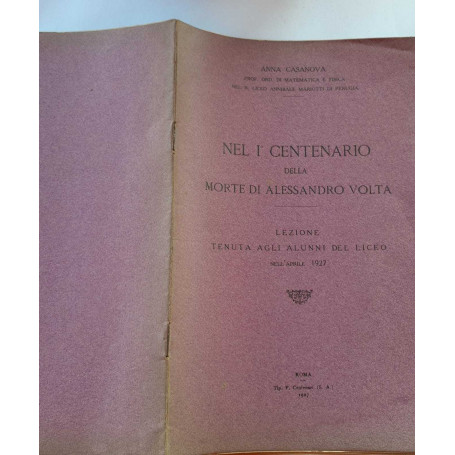 Nel 1 centenario della morte di Alessandro Volta